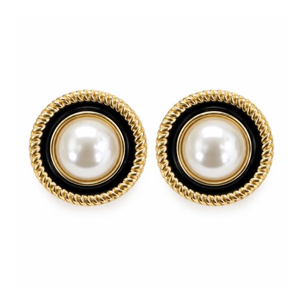PEARL ROPE FRAME STUD EARRING