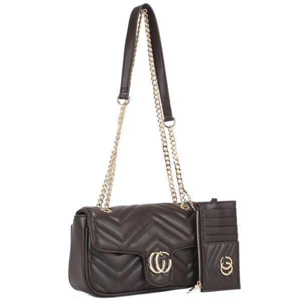 2IN1 QUILTED DESIGN CROSSBODY BAG W WALLET SET