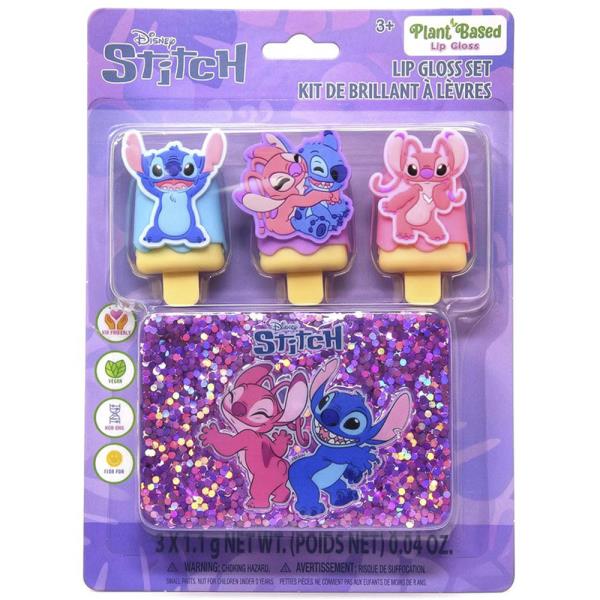 STITCH 3PC LIP GLOSS W GLITTER CASE