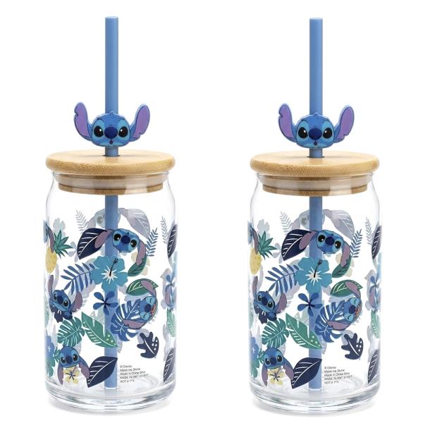 STITCH GLASS TUMBLER W BAMBOO LID AND STRAW