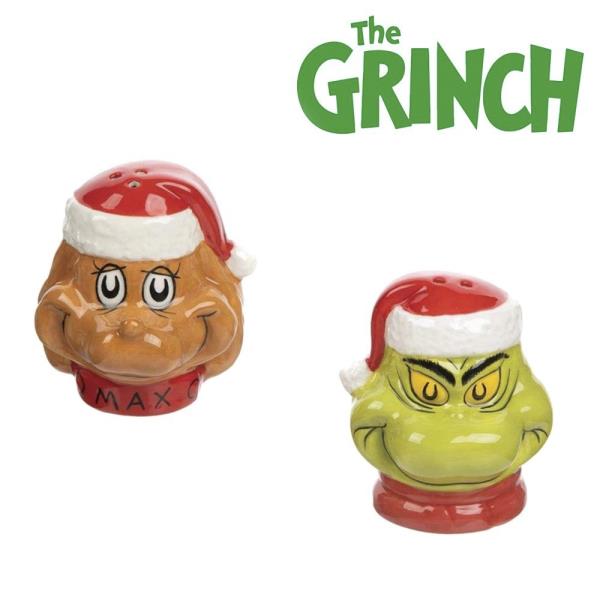 DR SEUSS GRINCH AND MAX MOLDED CERAMIC SALT AND PEPPER