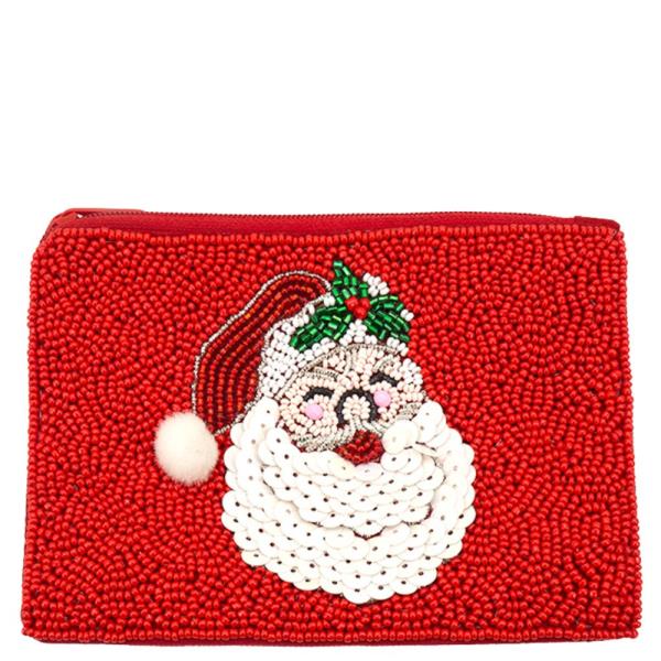 SEED BEAD SANTA COIN BAG