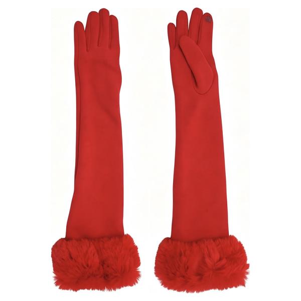 FAUX FUR ACCENT LONG GLOVES