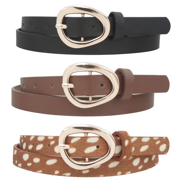 ORGANIC OVAL BUCKLE SKINNY TRIO BELT