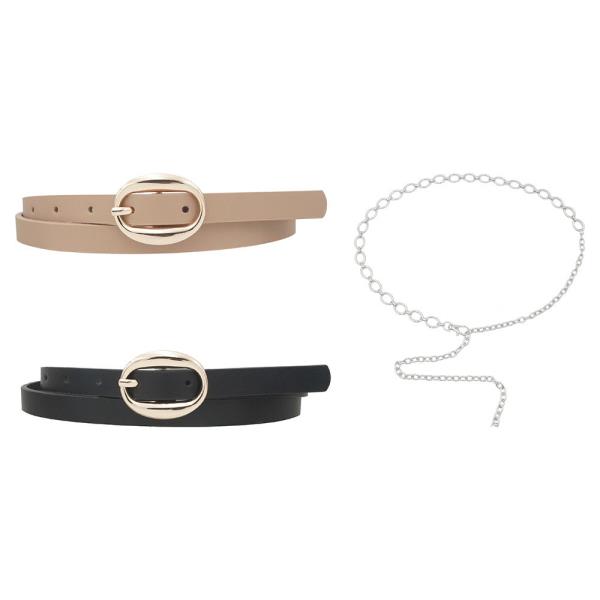 Bubble Oval Chain Trio Skinny Belt