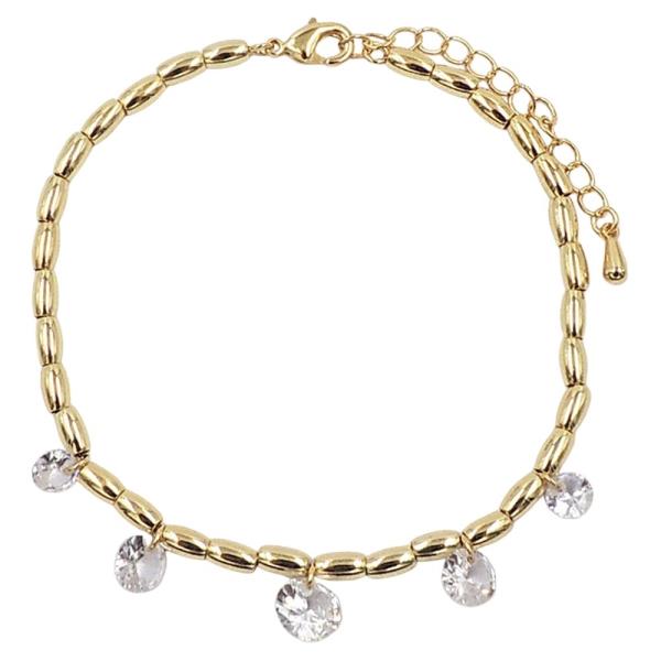18K Brass CZ Charm Bracelet