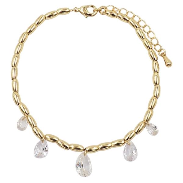 18K Brass CZ Charm Bracelet