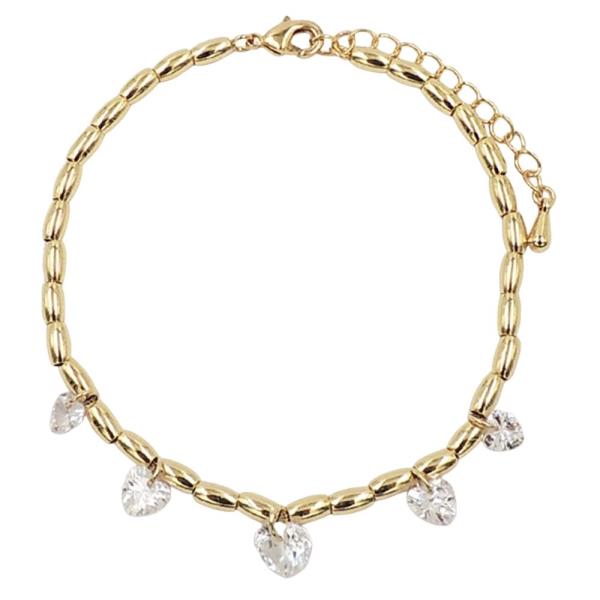 18K Brass CZ Charm Bracelet