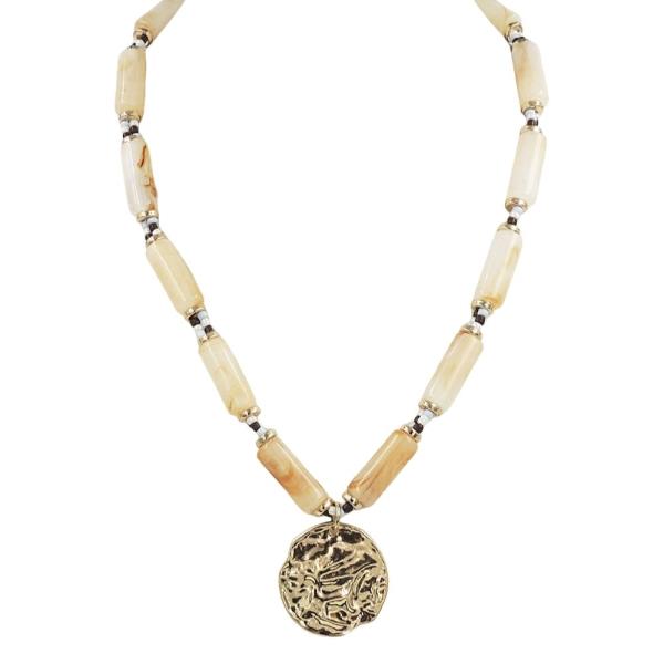 HAMMER DISC PENDANT ACRYLIC NECKLACE