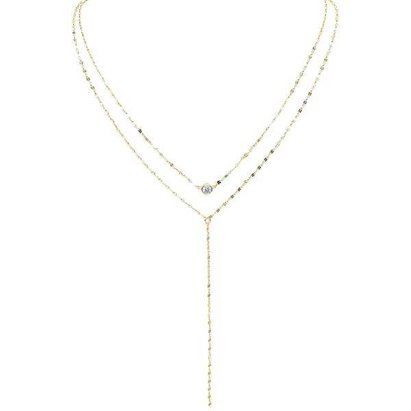 LAYERED BEZEL CZ  Y NECKLACE