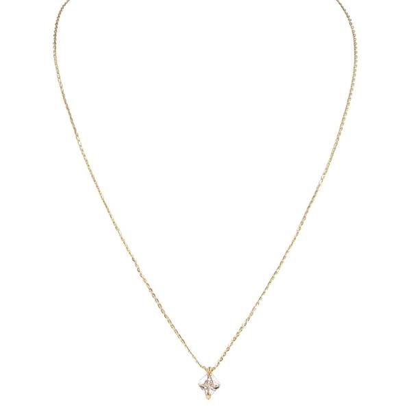 18K BRASS CUSHION CZ PENDANT NECKLACE