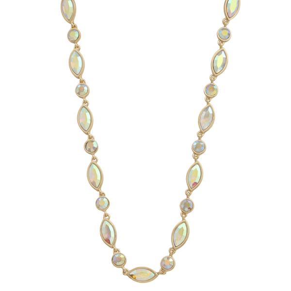 Marquise And Round Crystal Link Necklace