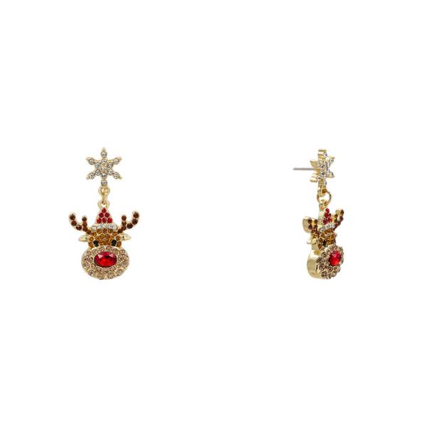 HYPOALLERGENIC RHINESTONE CRYSTAL STONE CHRISTMAS DANGLE EARRING