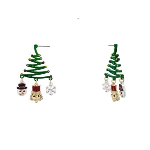 HYPOALLERGENIC RHINESTONE CHRISTMAS TREE SNOWMAN NUTCRACKER SNOWFLAKE MULTI CHARM DROP EARRING