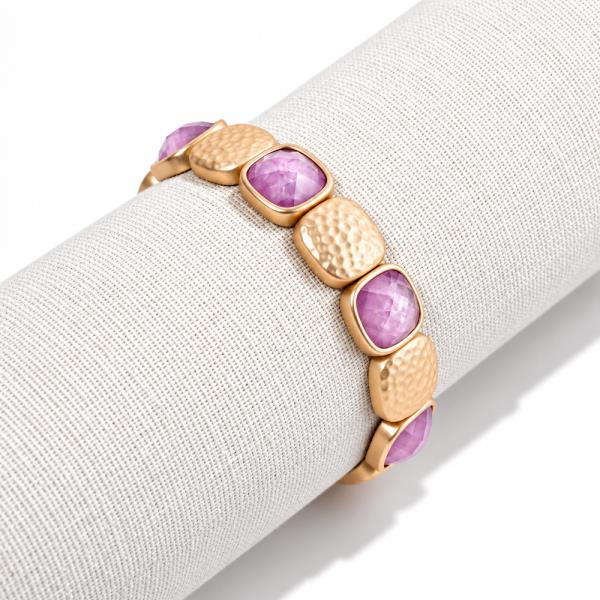 HAMMERED SQUARE STONE BRACELET