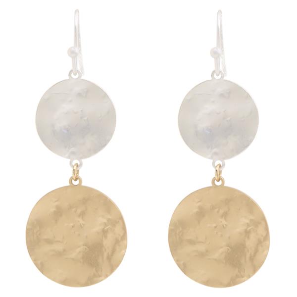 Hammered Disk Linear Earring