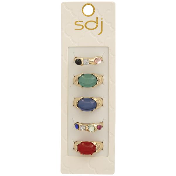 SDJ COLOR GEM MIX ASSORTED MULTI RING SET