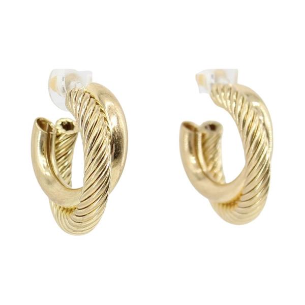 METAL ROPE DETAIL LAYERED PUFFY HOOP EARRING