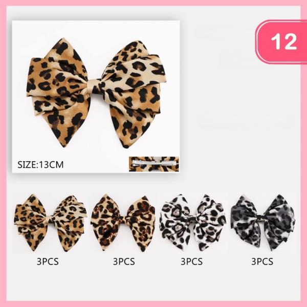 Leopard Print Hair Bow (12 Units)
