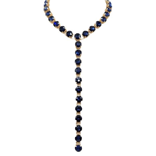 Crystal Stone Round Lariat Necklace