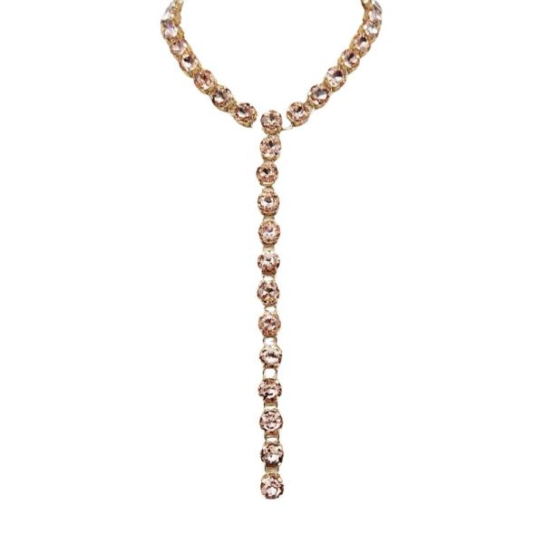 Crystal Stone Round Lariat Necklace