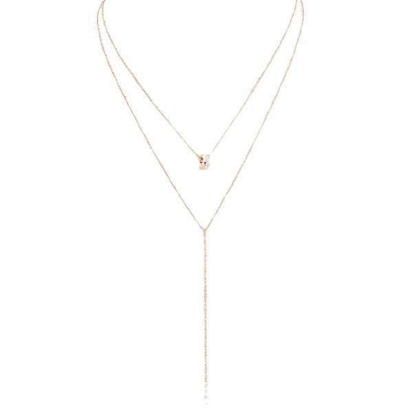 Pearl Metal Pendant Layered Lariat Long Necklace