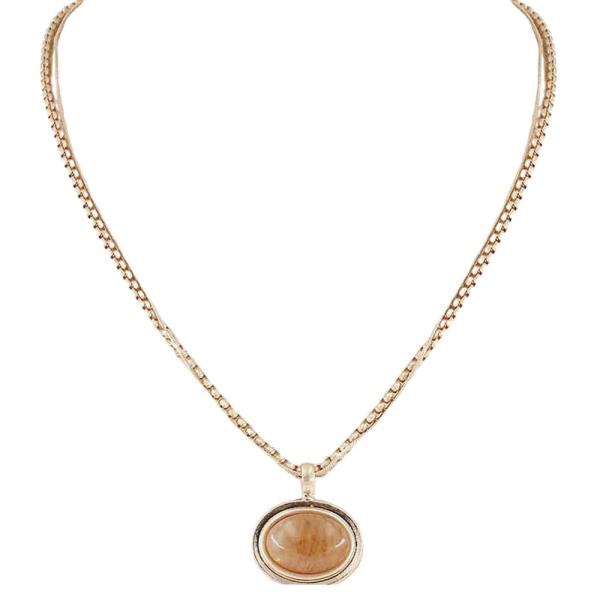 Marbled Oval Pendant Chain Necklace