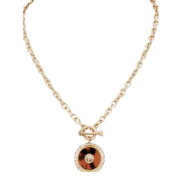 Crystal Stone Tortoise Pendant Toggle Necklace