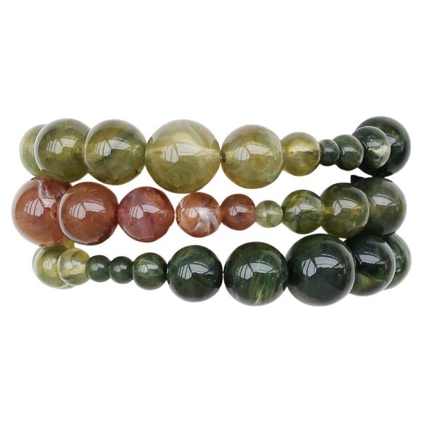 MARBLED GRADUATED ROUND BEAD MULTI ROW BRACELET