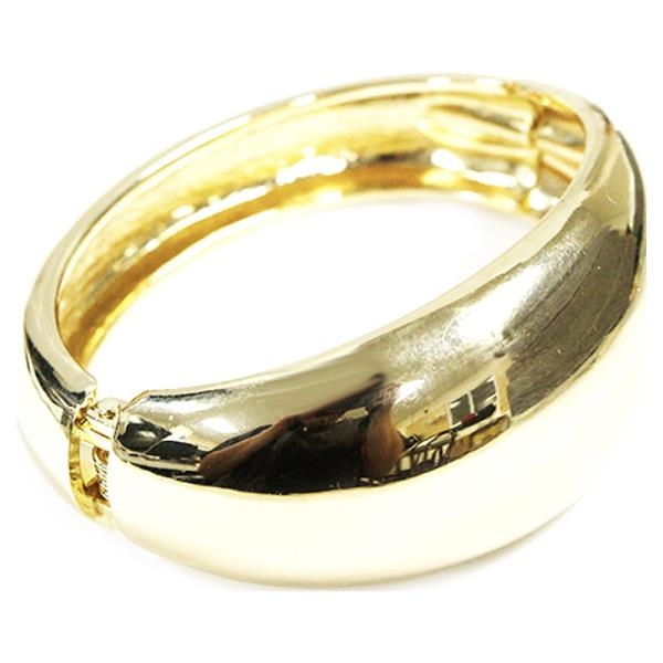 METAL POLISHED WIDE DOMED HINGED BANGLE BRACELET