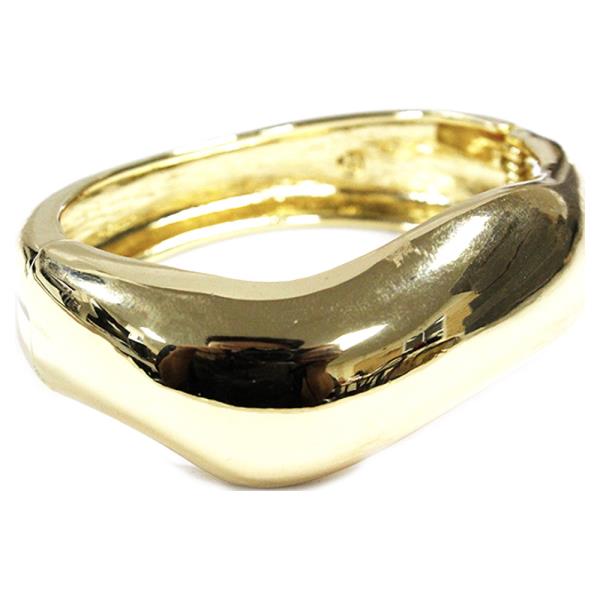 METAL POLISHED WAVY HINGED BANGLE BRACELET
