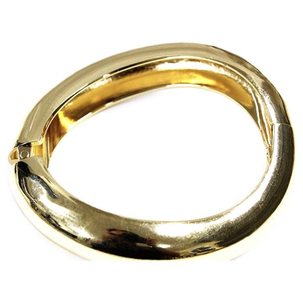 METAL POLISHED IRREGULAR OVAL HINGED BANGLE BRACELET