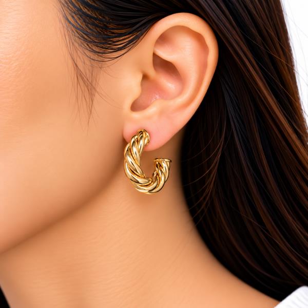 Metal Twisted Rope Hoop Earring