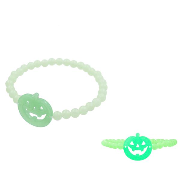 GLOW IN THE DARK HALLOWEEN BEADED STRETCH BRACELET