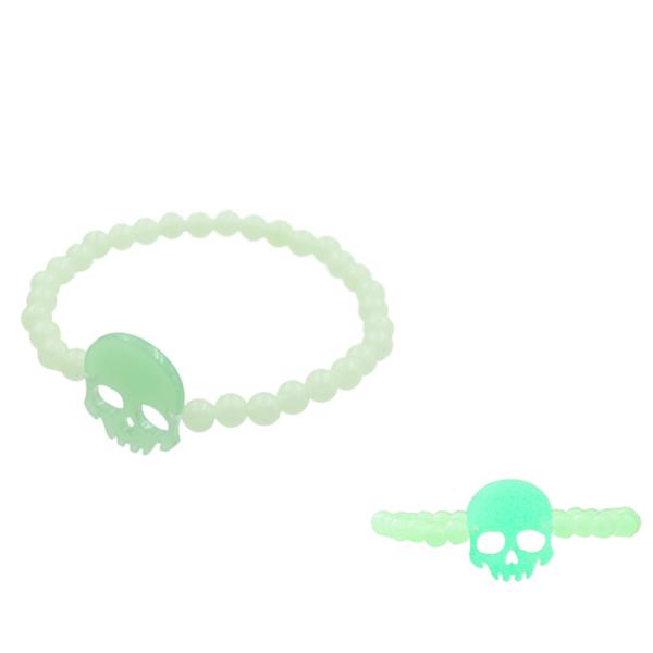 GLOW IN THE DARK HALLOWEEN BEADED STRETCH BRACELET