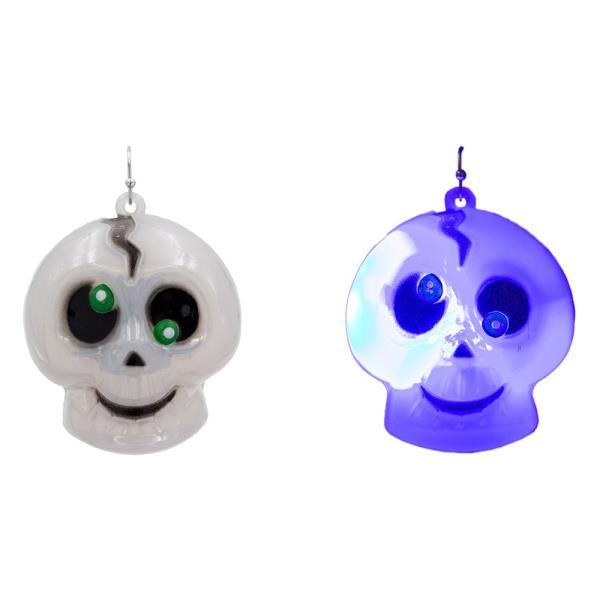 LIGHT UP HALLOWEEN SKULL DANGLE EARRING