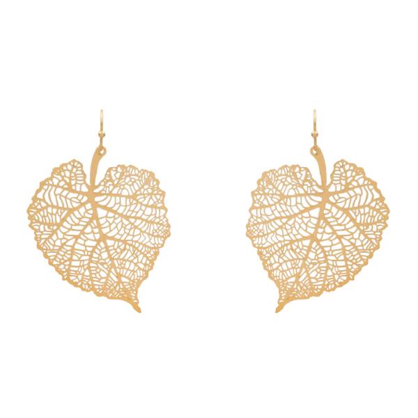Metal Filigree Leaf Dangle Earring