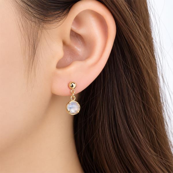 14K GOLD DIPPED ROUND DANGLE EARRING