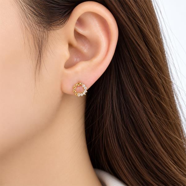 14K GOLD DIPPED CZ ROUND STUD EARRING