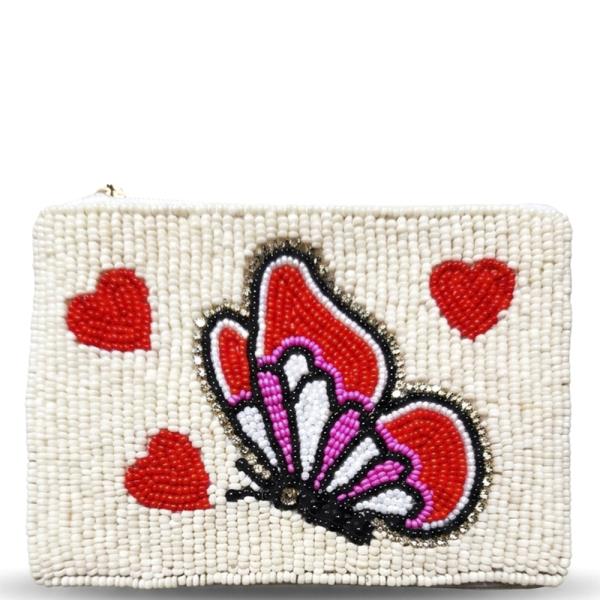 SEED BEAD BUTTERFLY LOVE COIN PURSE BAG