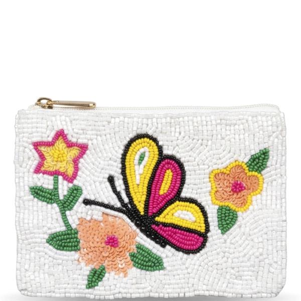 SEED BEAD FLOWER BUTTERFLY COIN PURSE BAG