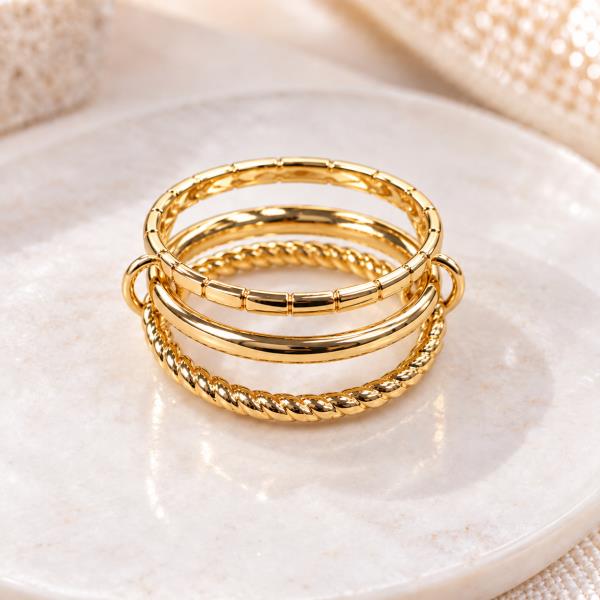 ROPE GROOVED MULTI BAND LINK RING BRASS