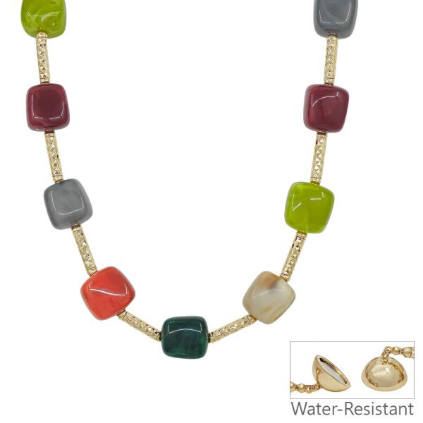 16mm Resin Beads Textured Pipe Short Necklace