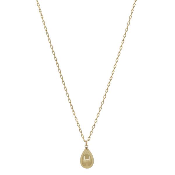 Metal Water Resistant Teardrop Pendant Necklace