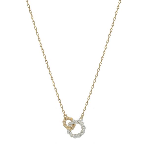 15mm Cable Double Metal Linked Pendant Necklace