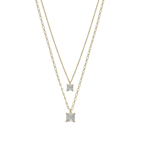 6 And 8mm Cubic Pendant Layered Short Necklace