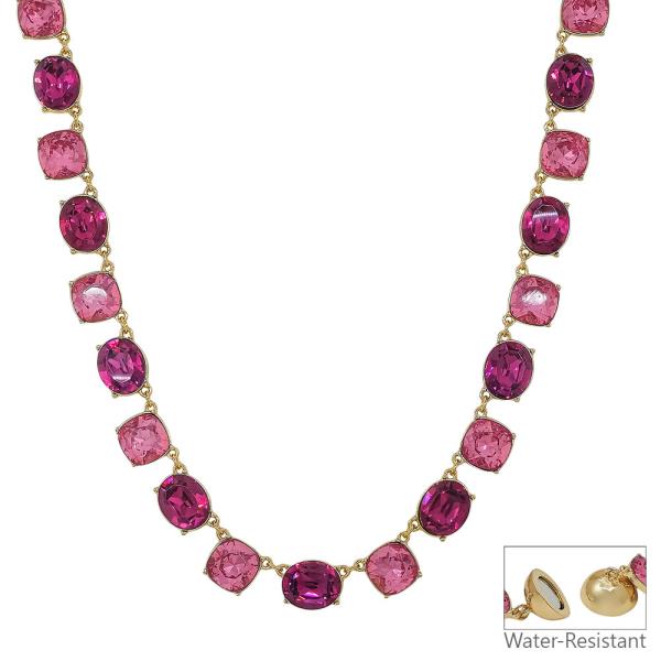 Square and Oval Statement Short Necklace