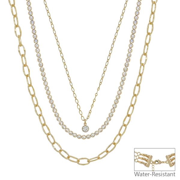 3 Layered Multiway Stone Chain Pendant Necklace