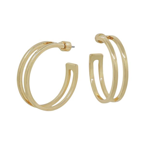 LAYERED OPEN ROUND HOOP EARRINGS