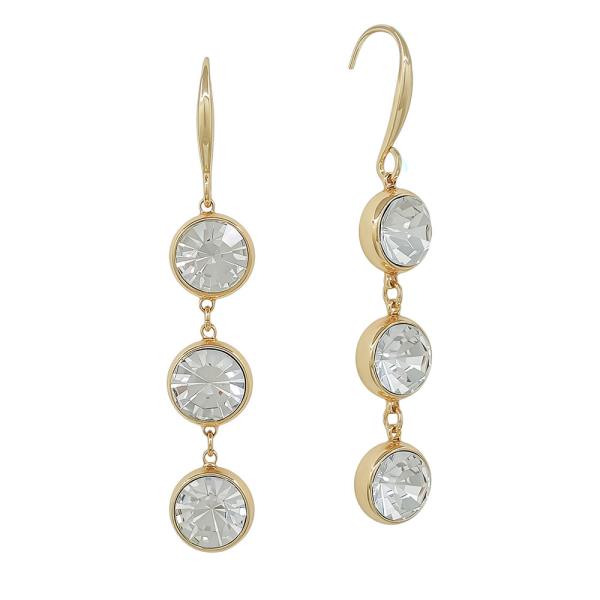 8MM CRYSTAL STONE 3 DROPS DESIGNED FISH HOOK EARRINGS
